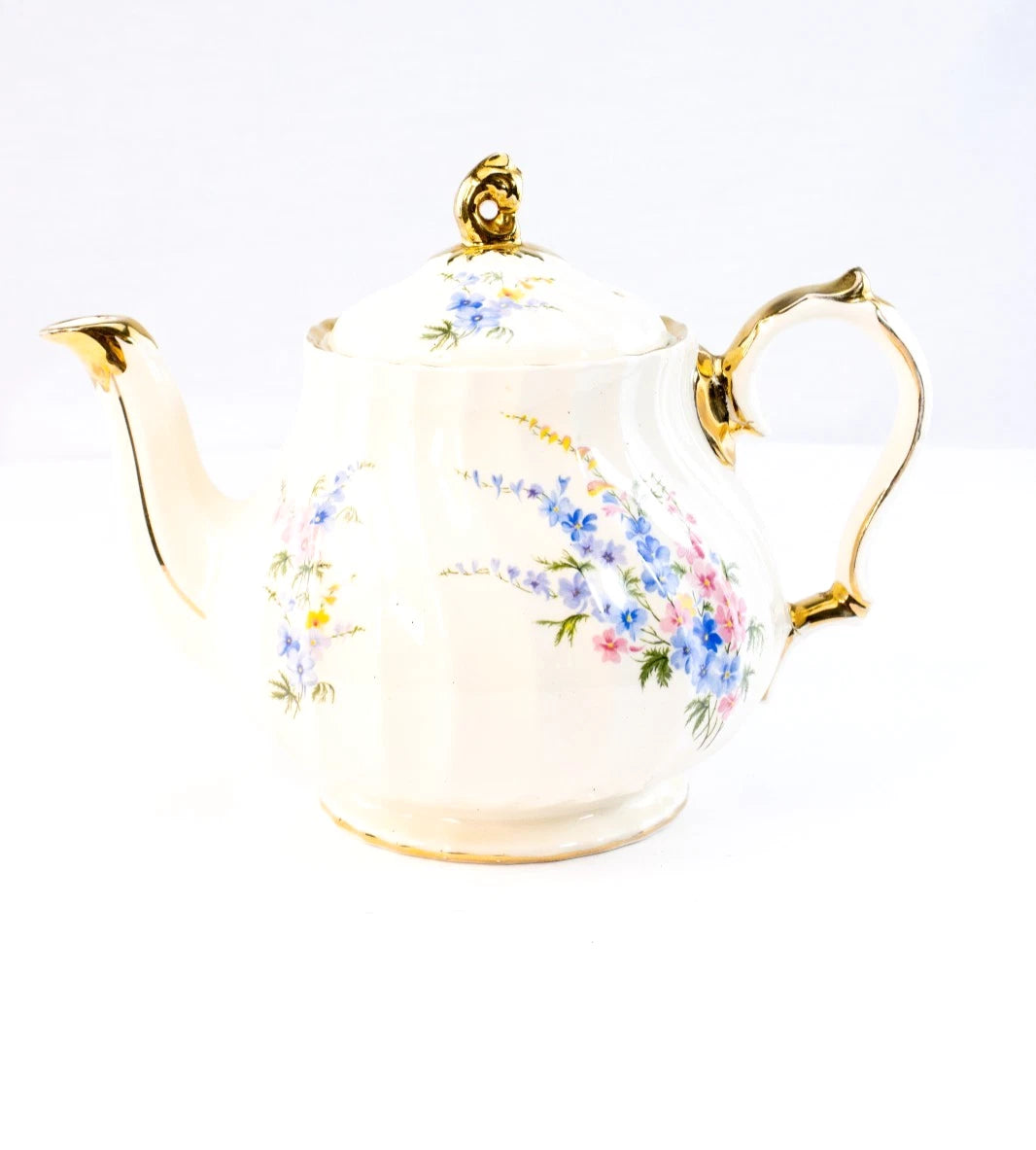 Sadler England No. 2748 – Hand-Painted Floral Teapot with Gilded Trim