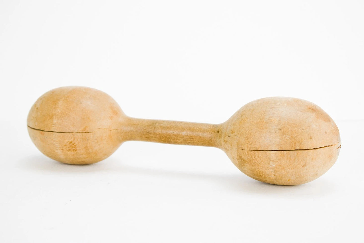 Antique Turned Wood Dumbbell | Primitive Folk Gym Decor | Rustic Farmhouse Shelf