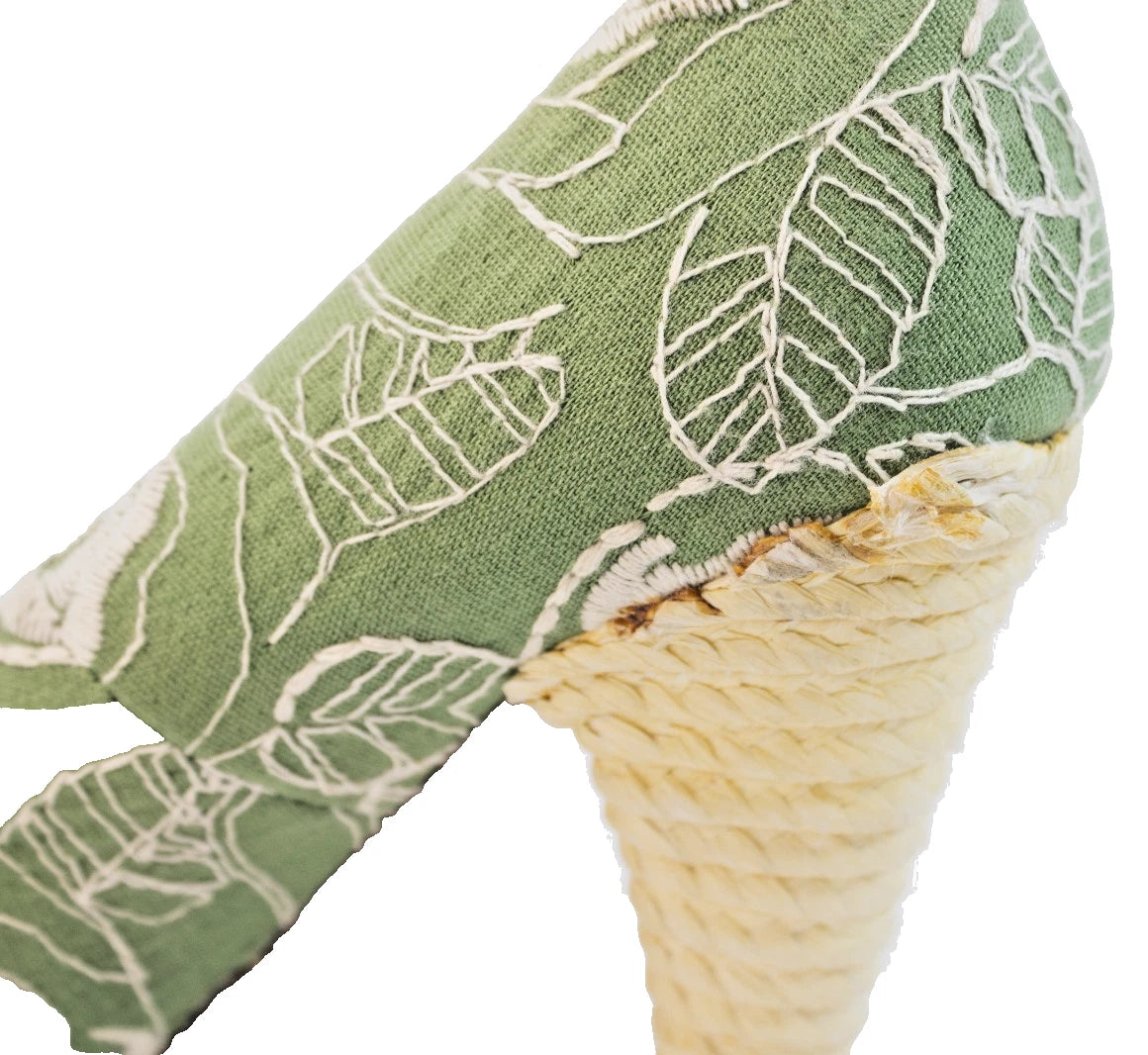 💚 Naughty Monkey Green Floral Embroidered Heels – Size 7.5 – Retro Resort Chic