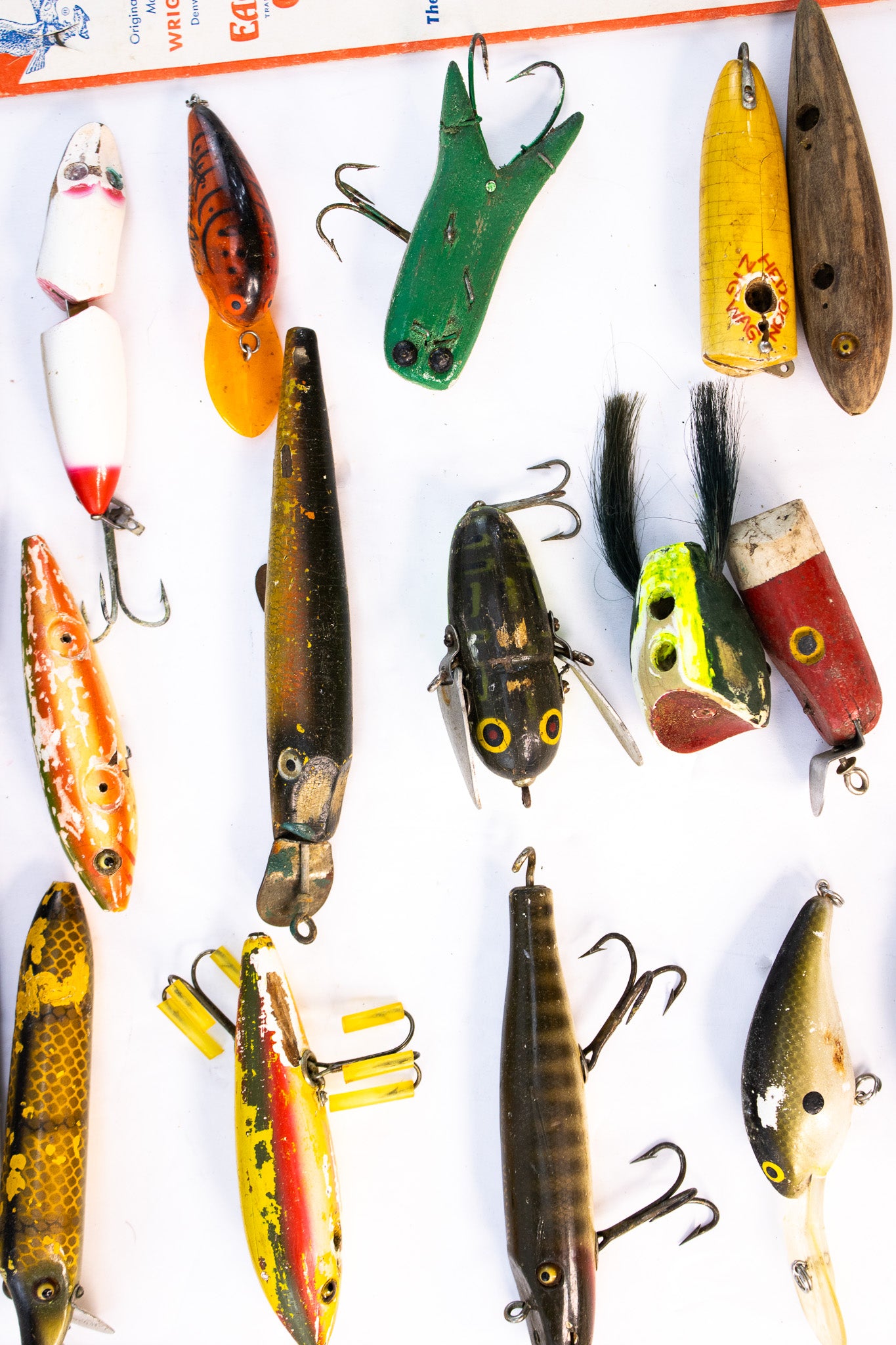 Antique Wooden Fishing Lures Lot Heddon Pike Minnow River Runt Jitterbug