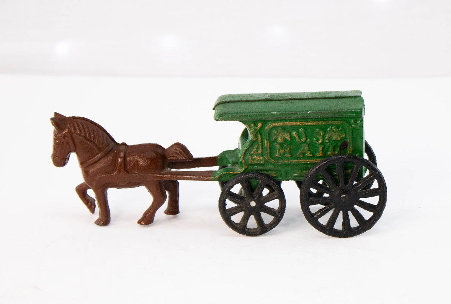 Vintage Cast Iron Horse Drawn Ale Wagon Green Beer Delivery Toy