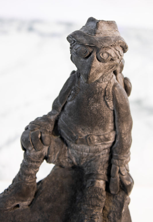 Vintage Signed Owl Sculpture 1978 | Hand Sculpted Stoneware Hiker Art