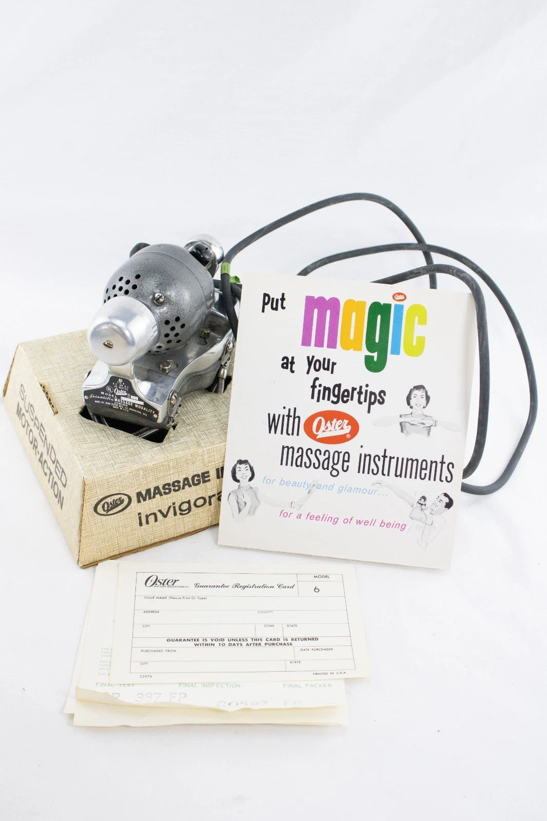 🔥 VINTAGE Oster M6 MASSAGE Modality Junior – WITH BOX, Paperwork & Mid-Century