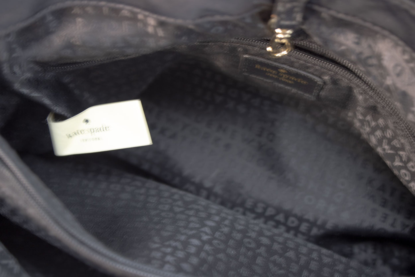 Kate Spade Black Nylon Tote Handbag Gold Hardware Zip Top