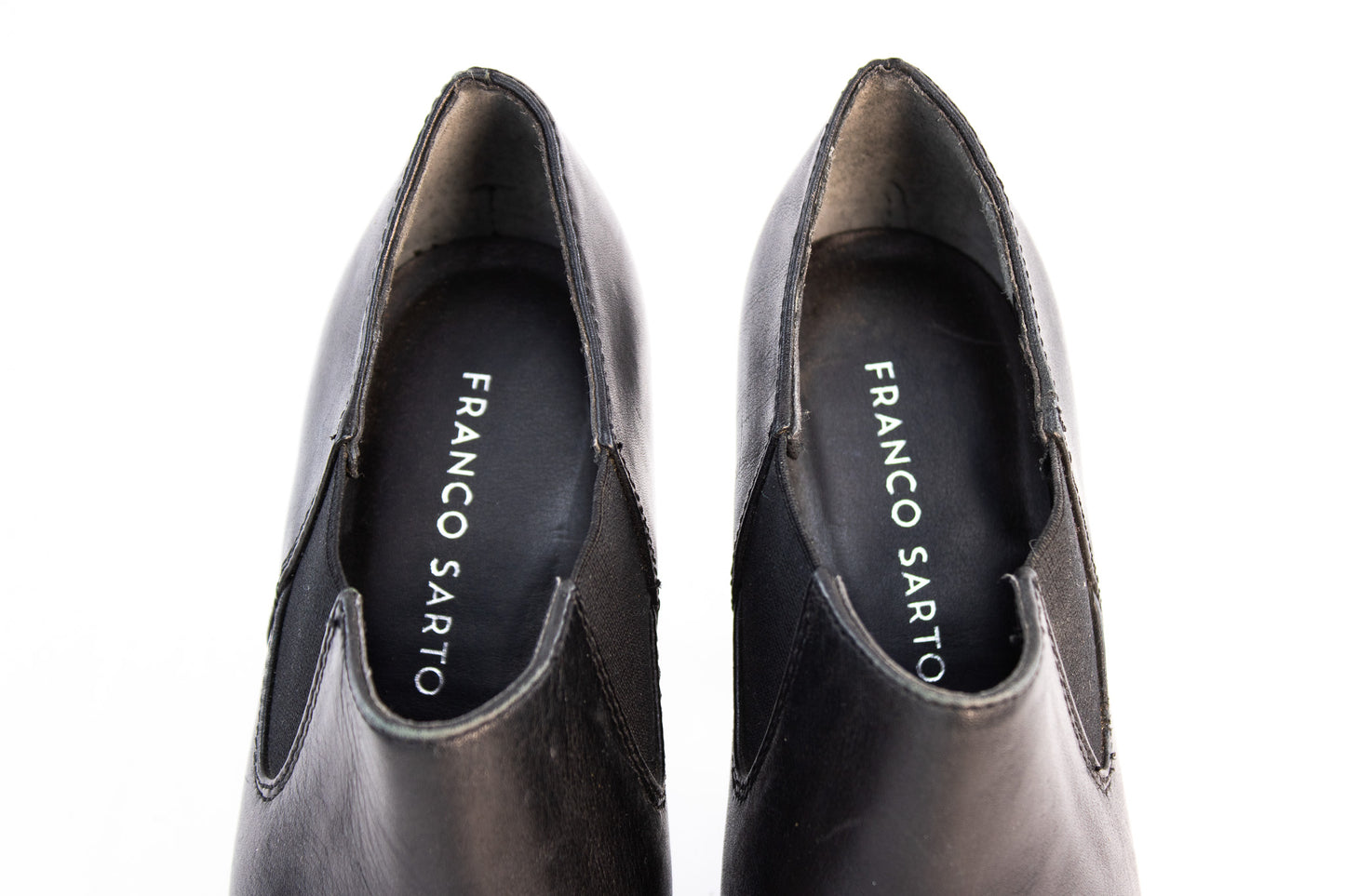 Franco Sarto Black Leather Ankle Booties Women 6.5 Classic Heeled Chelsea