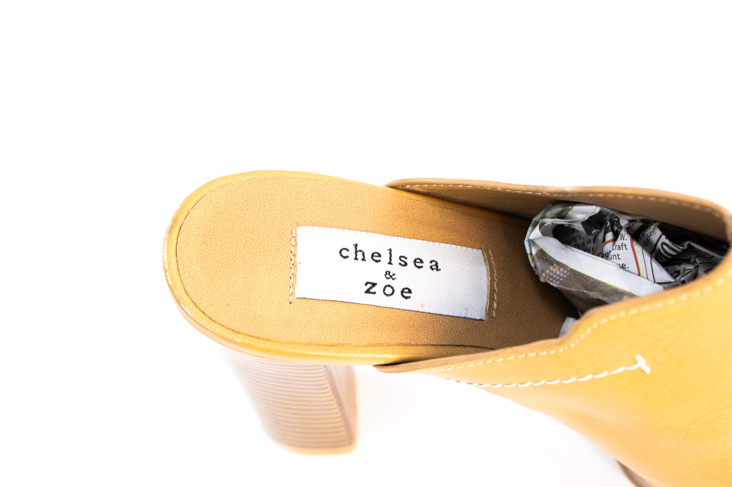 Chelsea & Zoe Tan Platform Mule Heels | Chunky Heel Open Toe | Womens Size 6