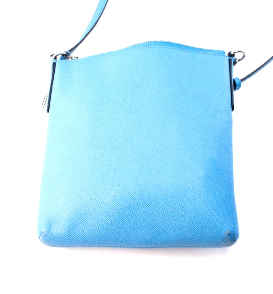 Coach Crossgrain Leather Zip-Top Crossbody Bag (Cornflower Blue)