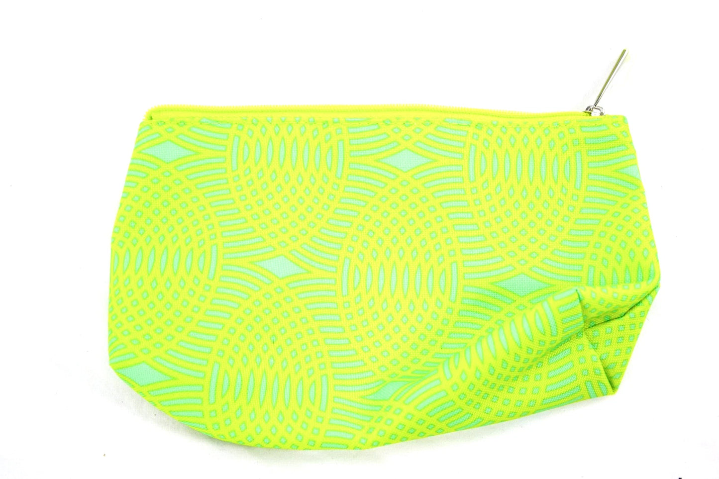Clinique Neon Lime Tote Bag & Pouch | Modern Travel Set with Patterned Lining |