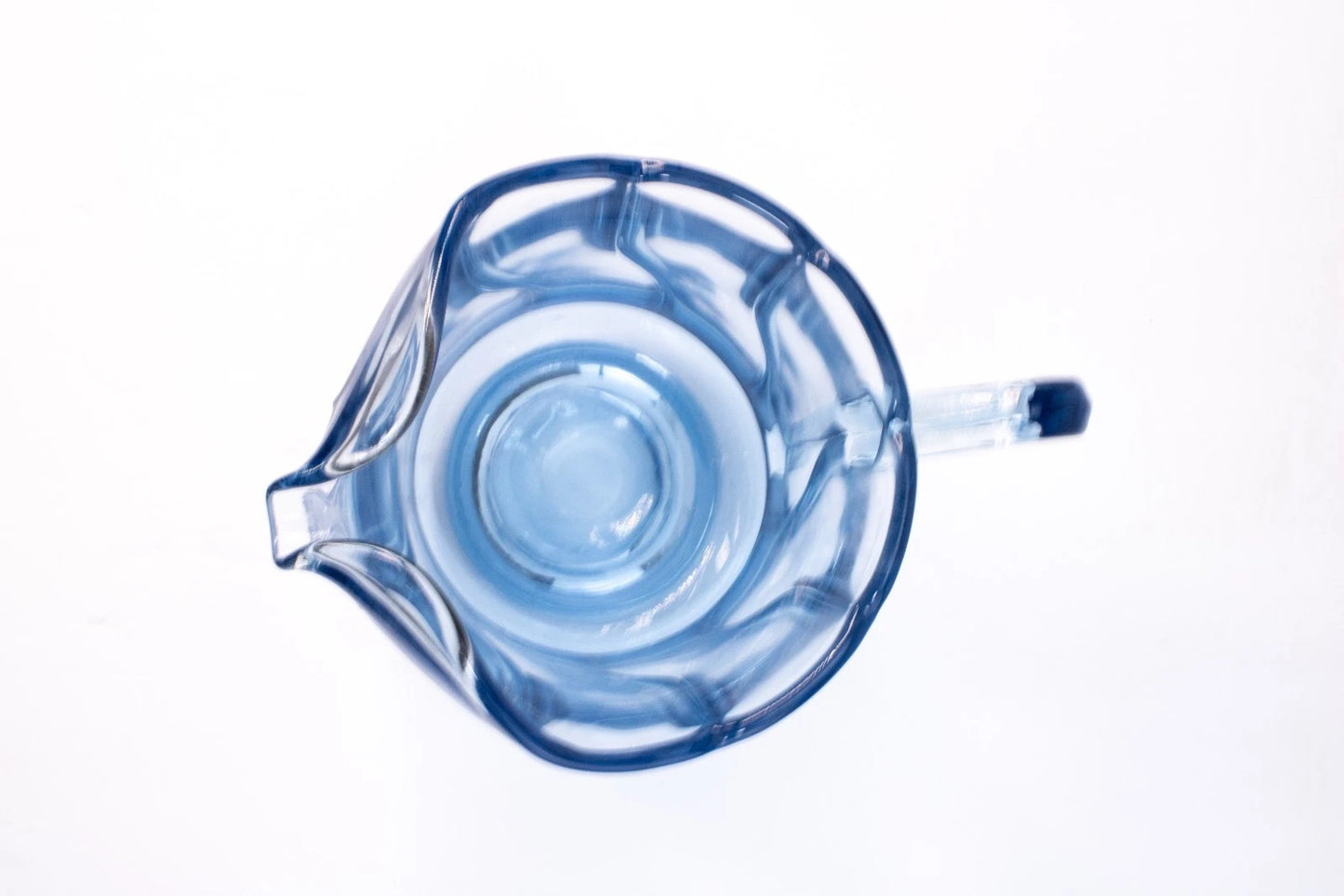 ✨ SKY DANCE IN GLASS | Vintage Hand-Blown Light Blue Pitcher & Matching Tray Set