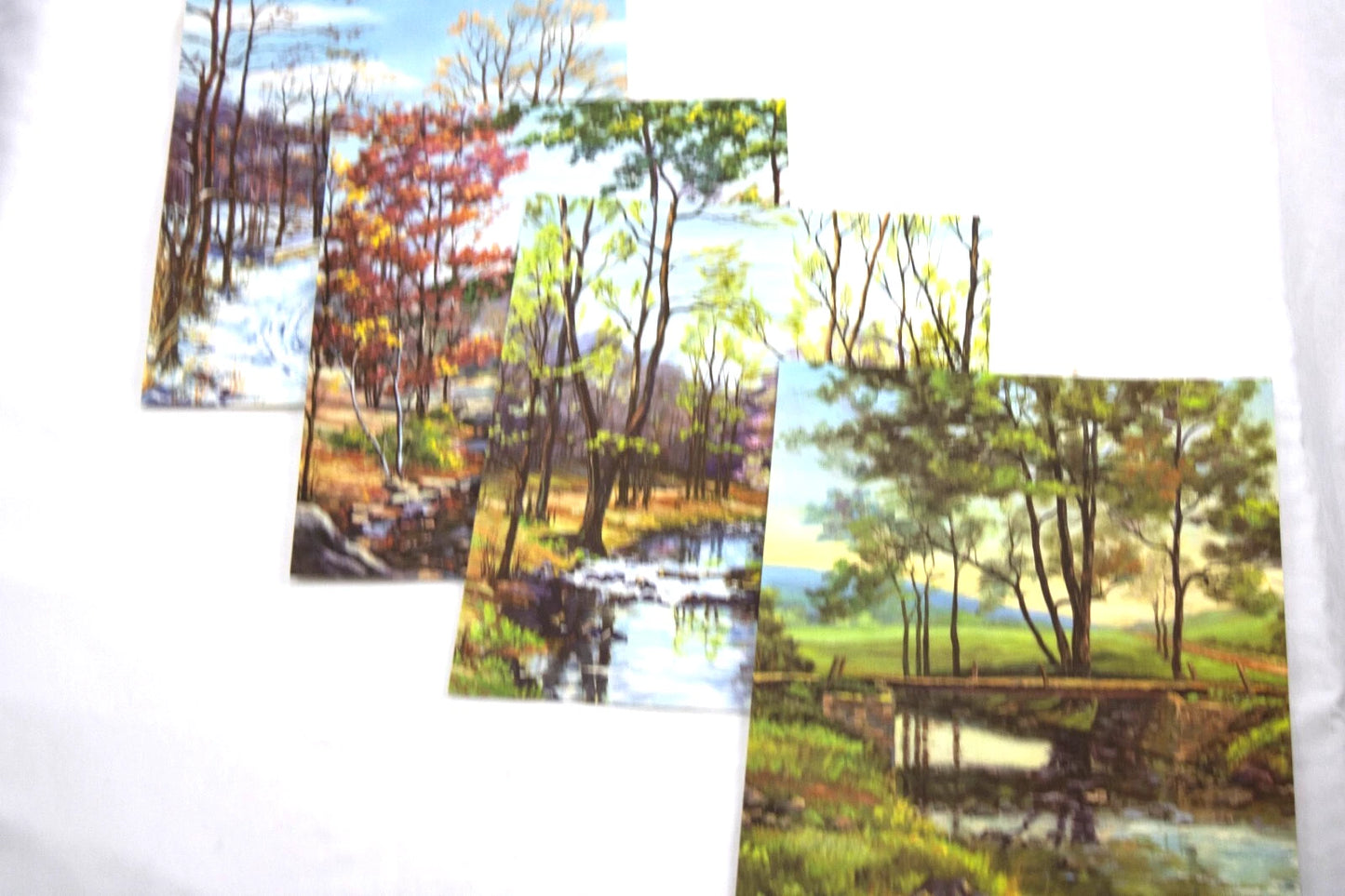 Set of 4 Vintage Matte Art Prints by C.L. Dreisbach – Seasons Creek Forest Land