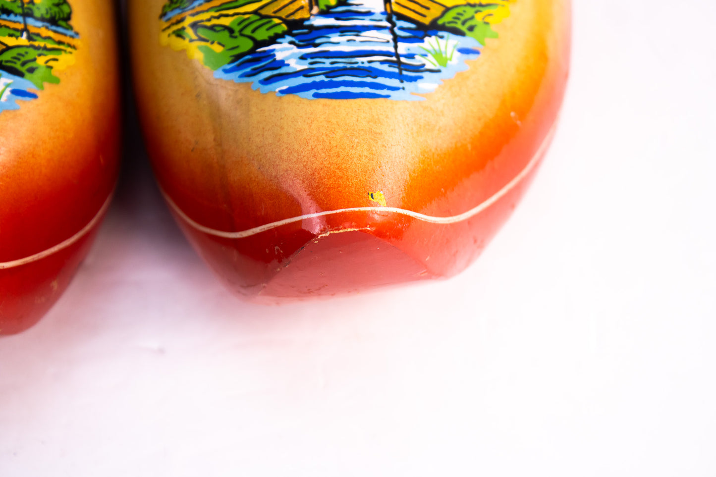 Vintage Dutch Wooden Clogs – Hand Painted Holland Windmill Folk Art Shoes
