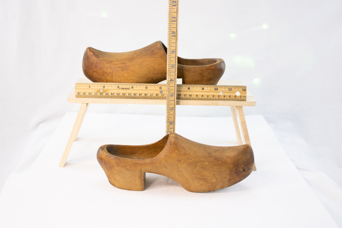 Vintage Wooden Clog Shoes Pair Hand Carved Folk Footwear