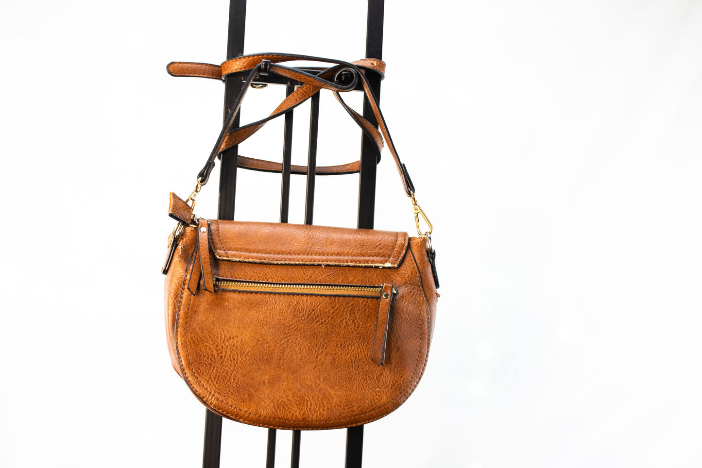 Sasha + Sofi Brown Crossbody Bag Small Flap Purse Adjustable Strap