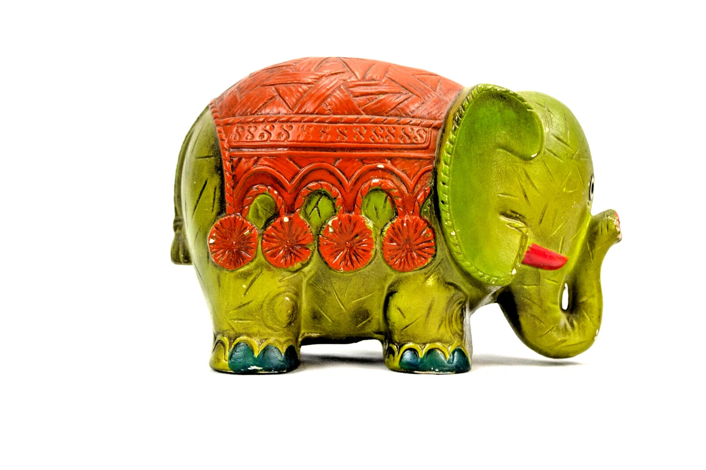 Vintage Chalkware Elephant Bank – 1960s Pride Creations USA – Kitsch Americana
