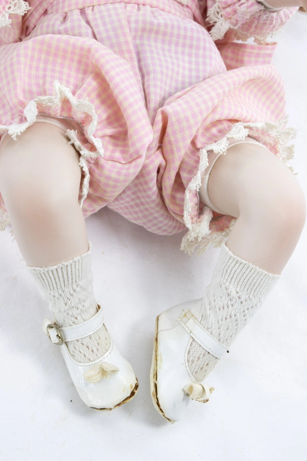 1993 MBI Karen A. Porcelain Doll in Pink Gingham Outfit 22" Vintage Collectible