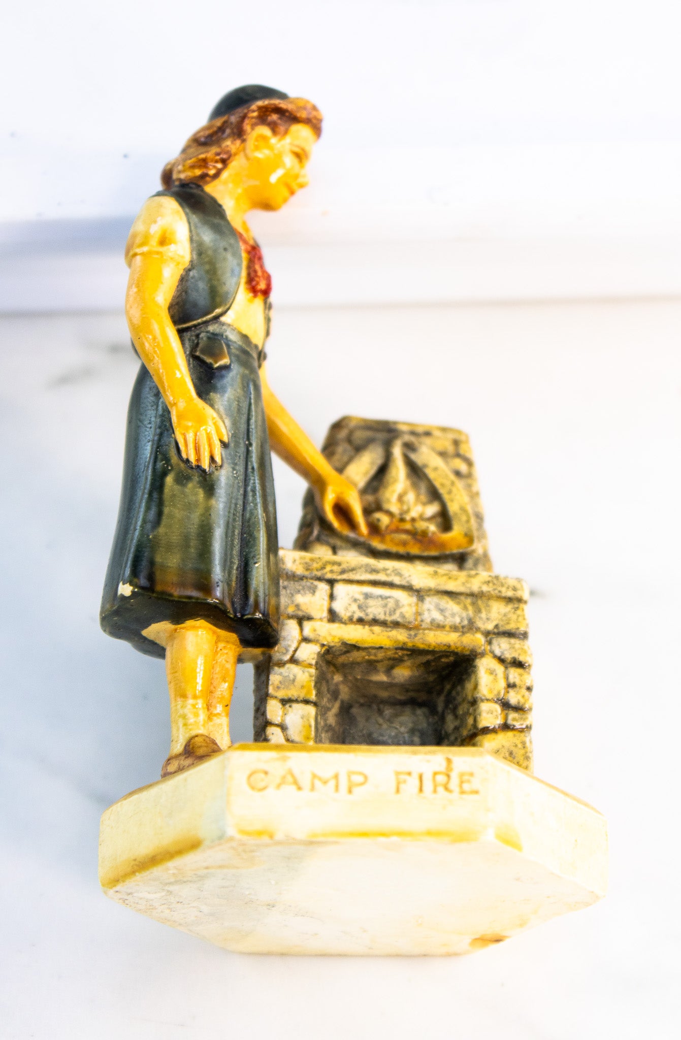 1954 Camp Fire Chalkware Figurine – Mid-Century Rustic Decor