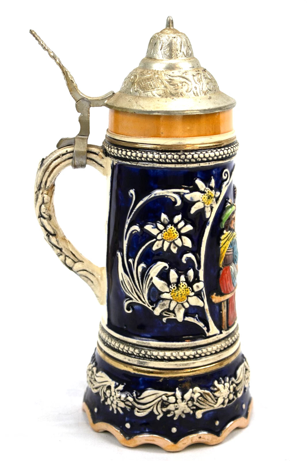 Vintage West German Beer Stein with Music Box – Hand-Painted Tavern Scene