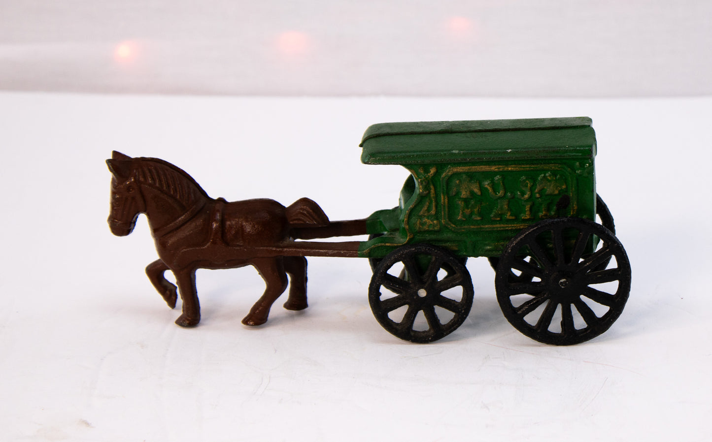 Vintage Cast Iron Horse Drawn Ale Wagon Green Beer Delivery Toy