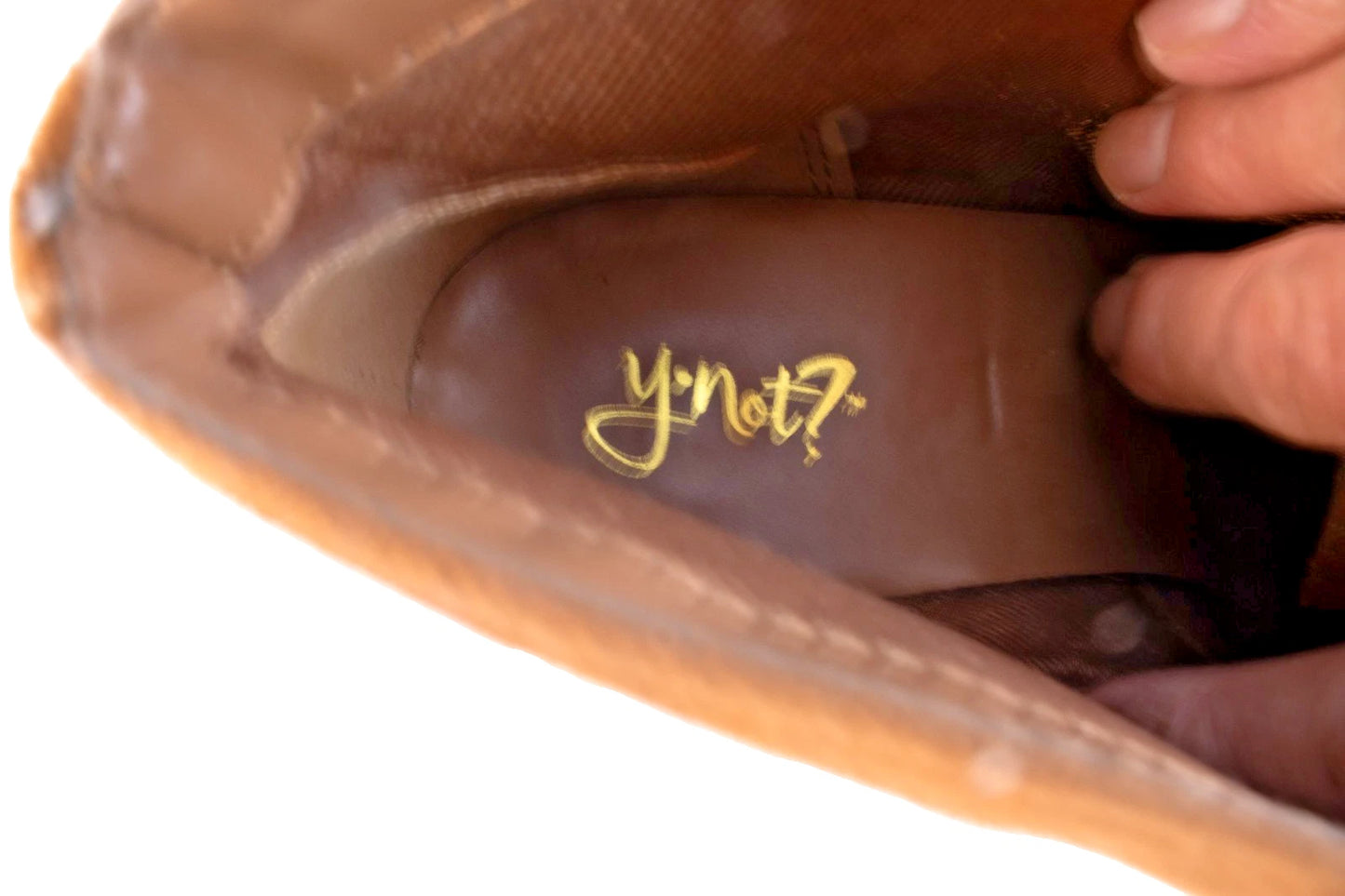 Y-Not? Cognac Faux-Suede Lace-Up Ankle Booties (Stacked Heel)