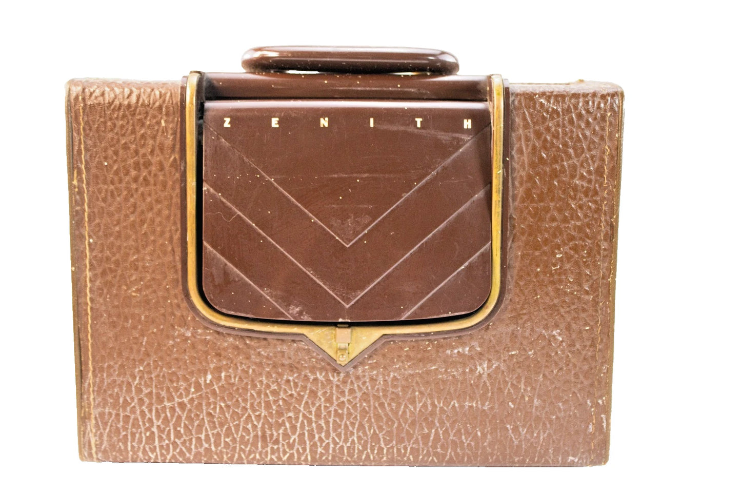 Working Vintage Zenith Tube Radio Z909 — Brown Leatherette Case Illuminated Dial