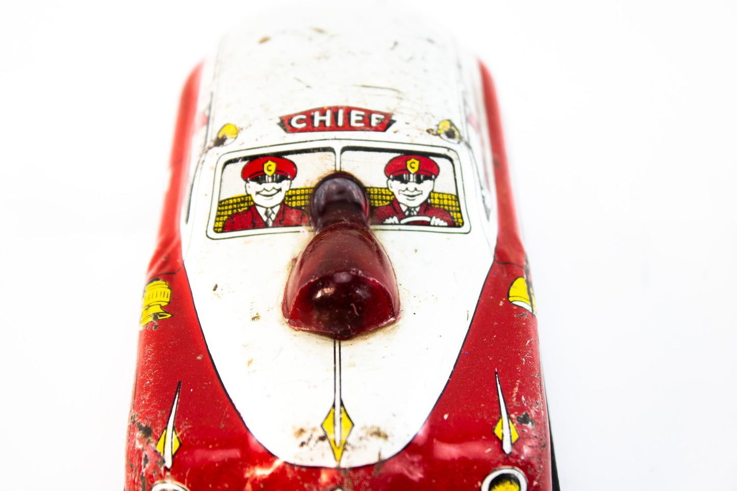 Vintage Hubley Fire Chief Tin Toy Car | Working Wind-Up | USA Made