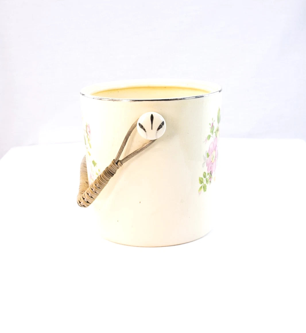 Great Northern Products Co Floral Ceramic Ice Bucket – Mid-Century Pink & Yellow