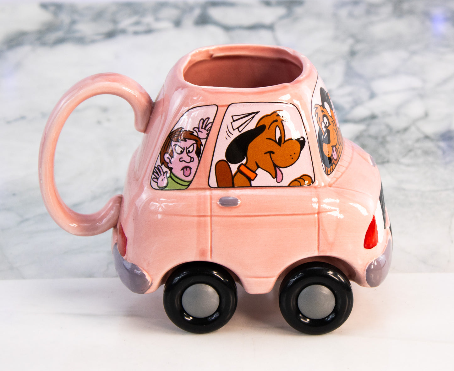 Mom’s Taxi Vintage Pink Car Mug 1989 Applause Novelty Cup Wheels