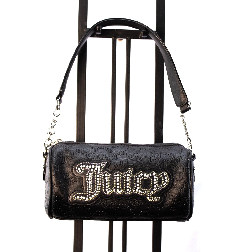 🖤 Juicy Couture Black Logo Baguette Shoulder Bag – Rhinestone “Juicy” Purse
