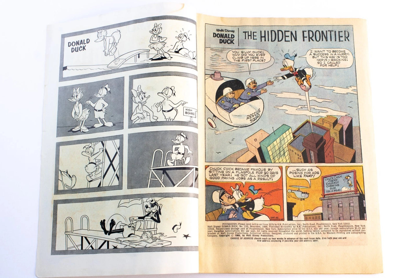 1966 Gold Key Donald Duck Comic #110 – The Hidden Frontier – Vintage Disney