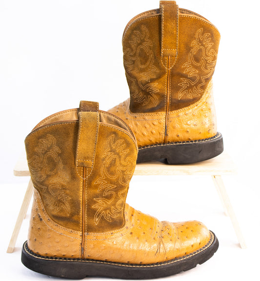 Ariat Fatbaby Ostrich Print Western Boots | Women’s Size 10