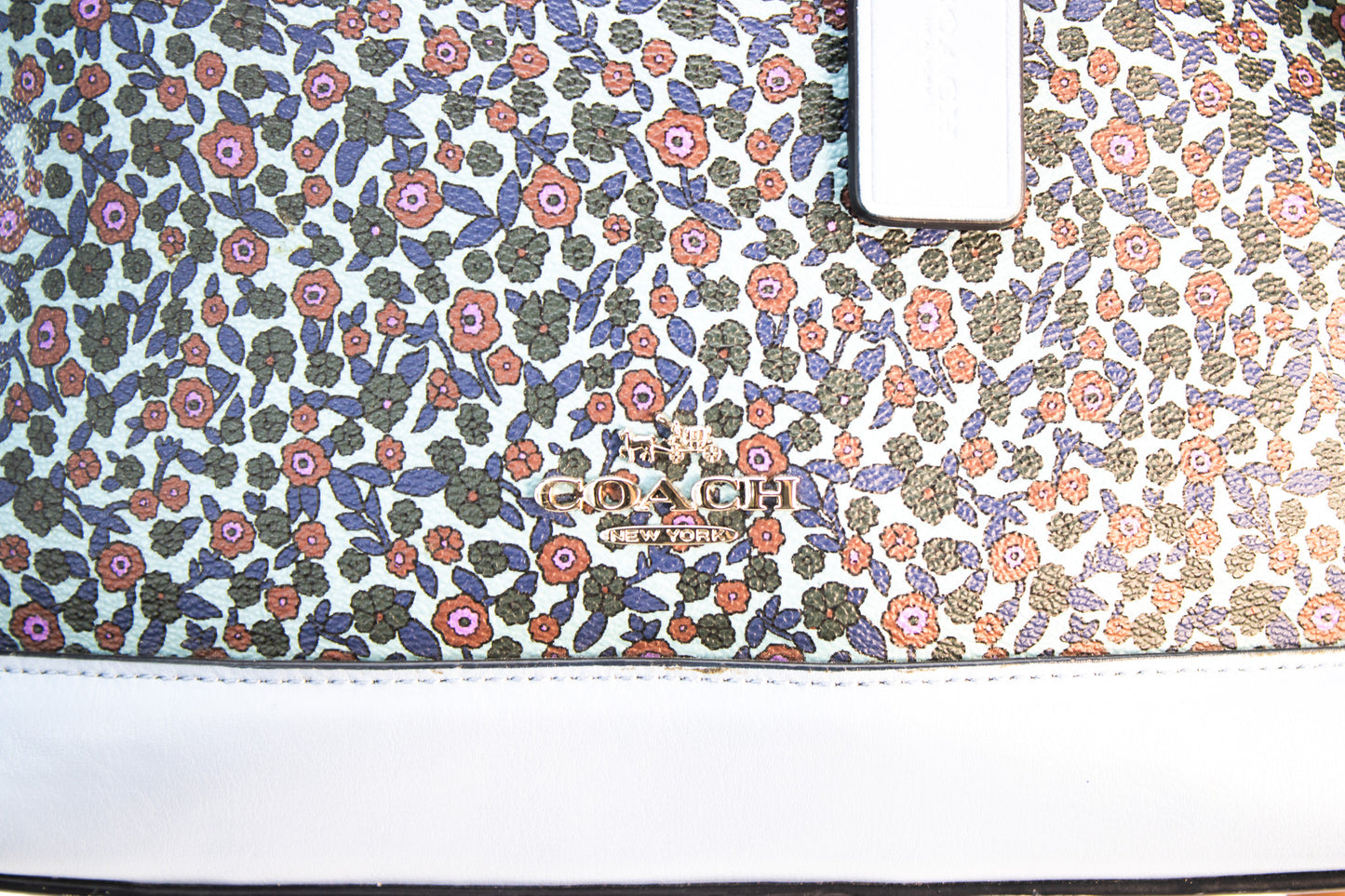 Coach Floral Dome Satchel – Light Blue Leather Crossbody Handbag