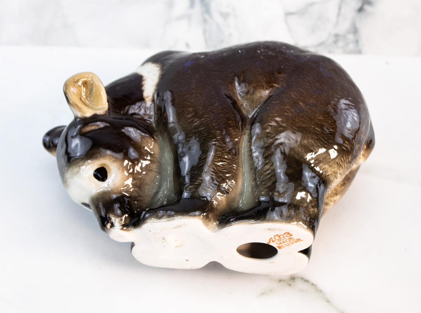 USSR Porcelain Bear & Stoat Figurines – Soviet Animal Art