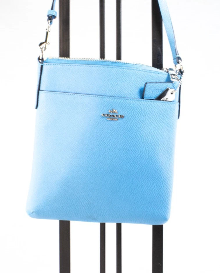 Coach Crossgrain Leather Zip-Top Crossbody Bag (Cornflower Blue)