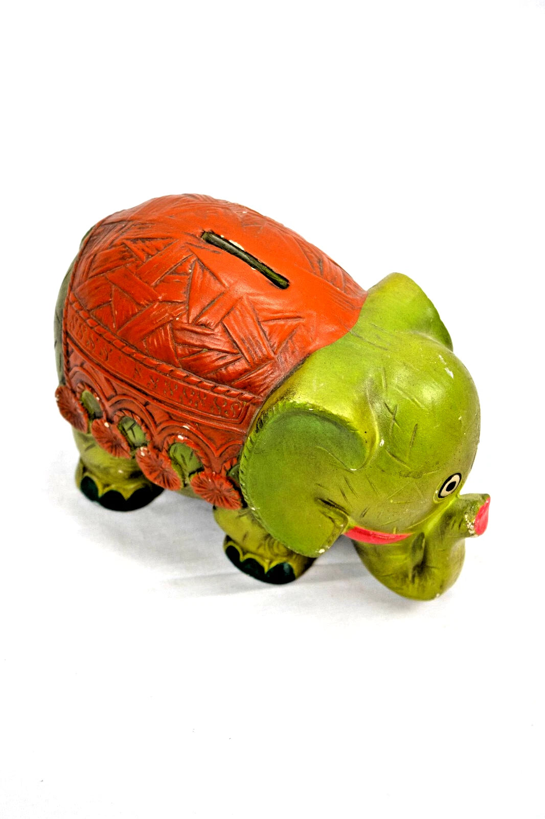 Vintage Chalkware Elephant Bank – 1960s Pride Creations USA – Kitsch Americana