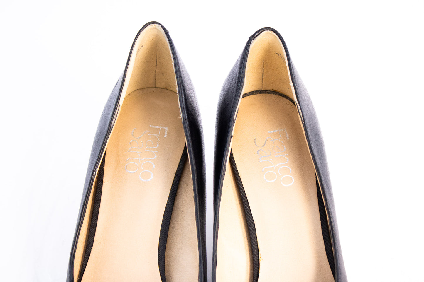 Franco Sarto Black Leather Kitten Heels Women’s 8.5 Classic Pumps