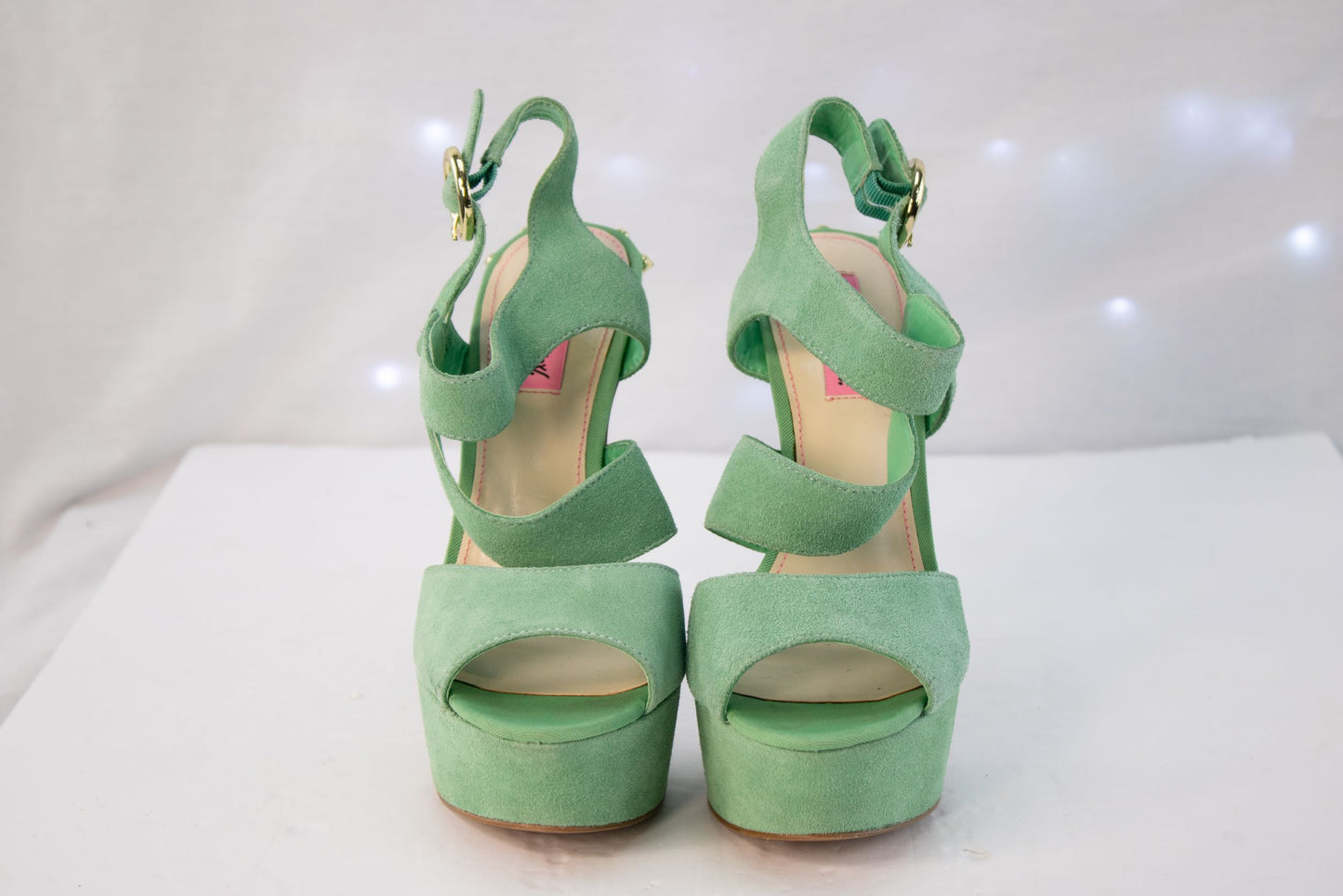 Betsey Johnson Endall Mint Green Platform Heels Womens 8.5 Suede Stiletto