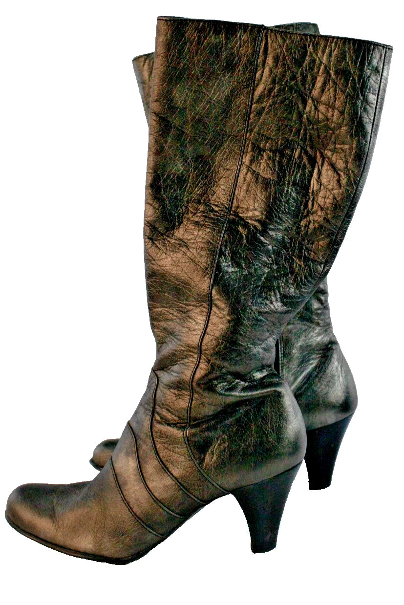 🔥 "BORN" Brand Black Leather Tall Boots – Sleek Heels (Size US 8.5 )