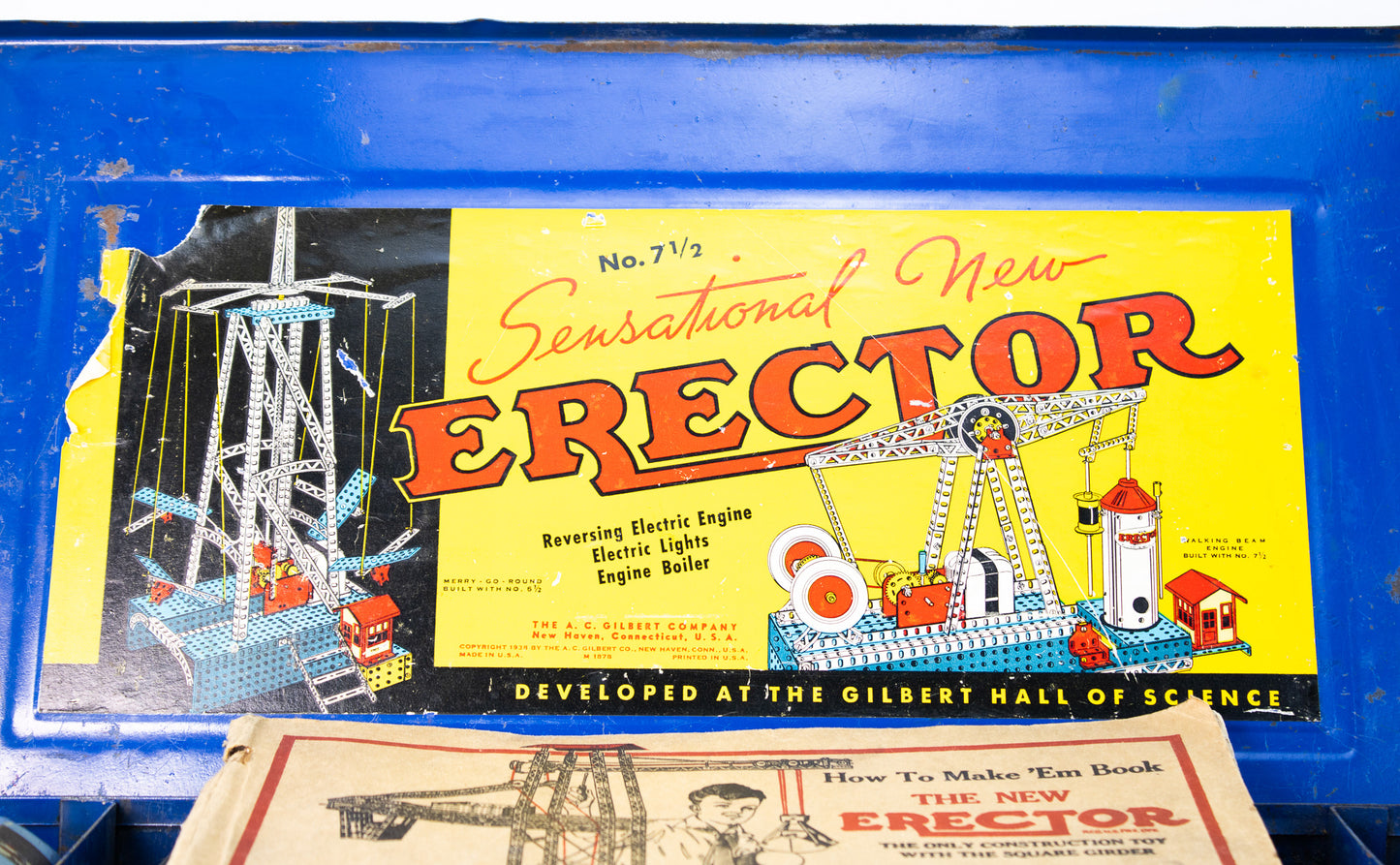 Vintage A.C. Gilbert Erector Set No. 7½ – 1930s Engineering Toy w/ Moto
