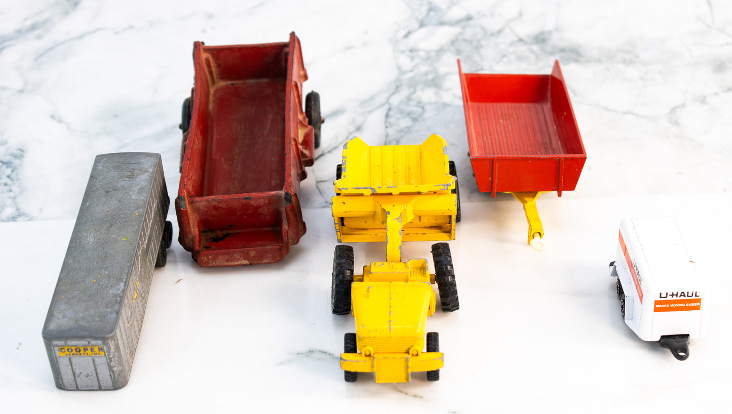 Die Cast Truck Lot Arcade Dump Truck Matchbox Lesney Trailer
