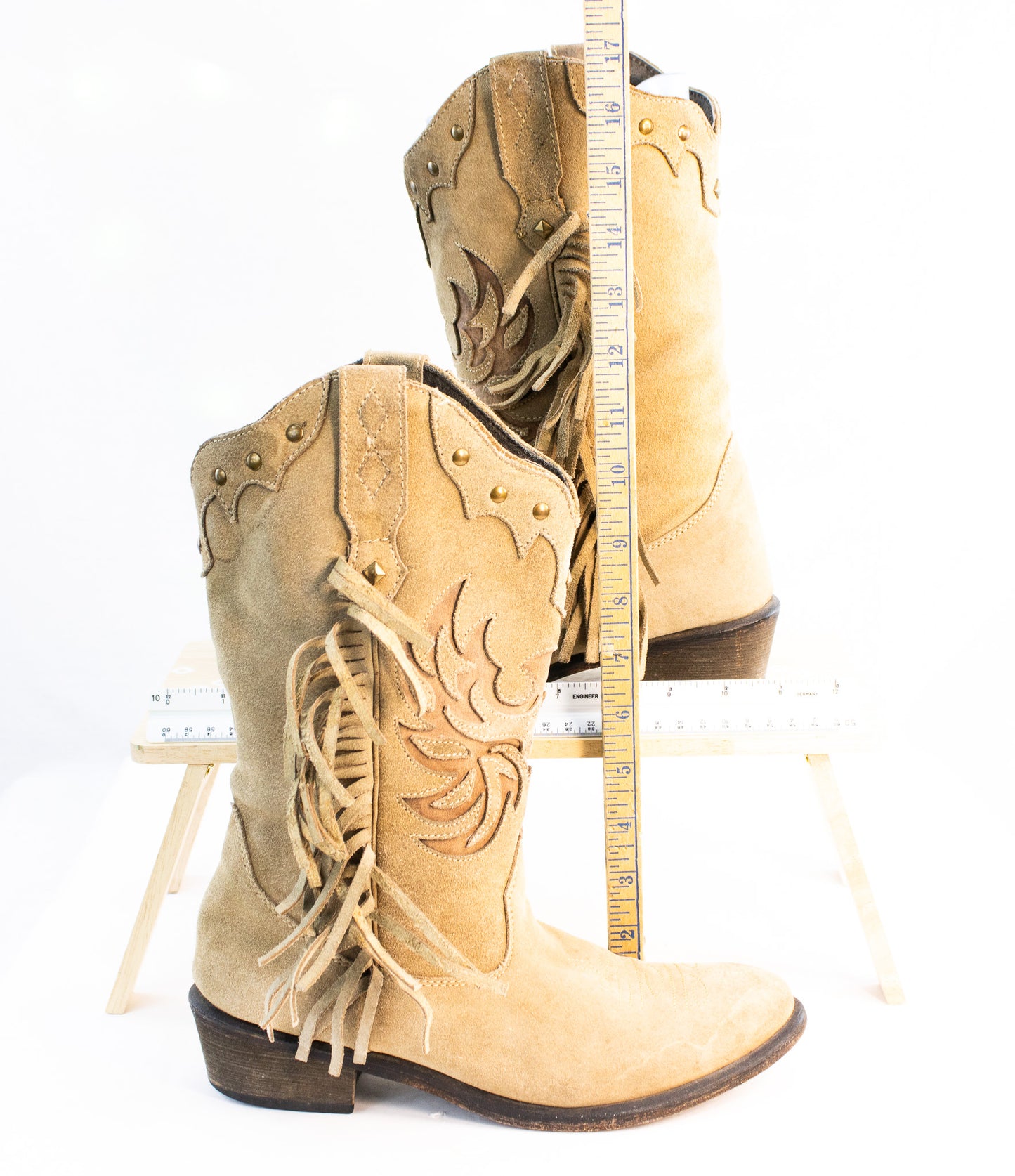 Roper Fringe Western Boots – Women’s Size 6.5 – Tan Suede Cowgirl Boots