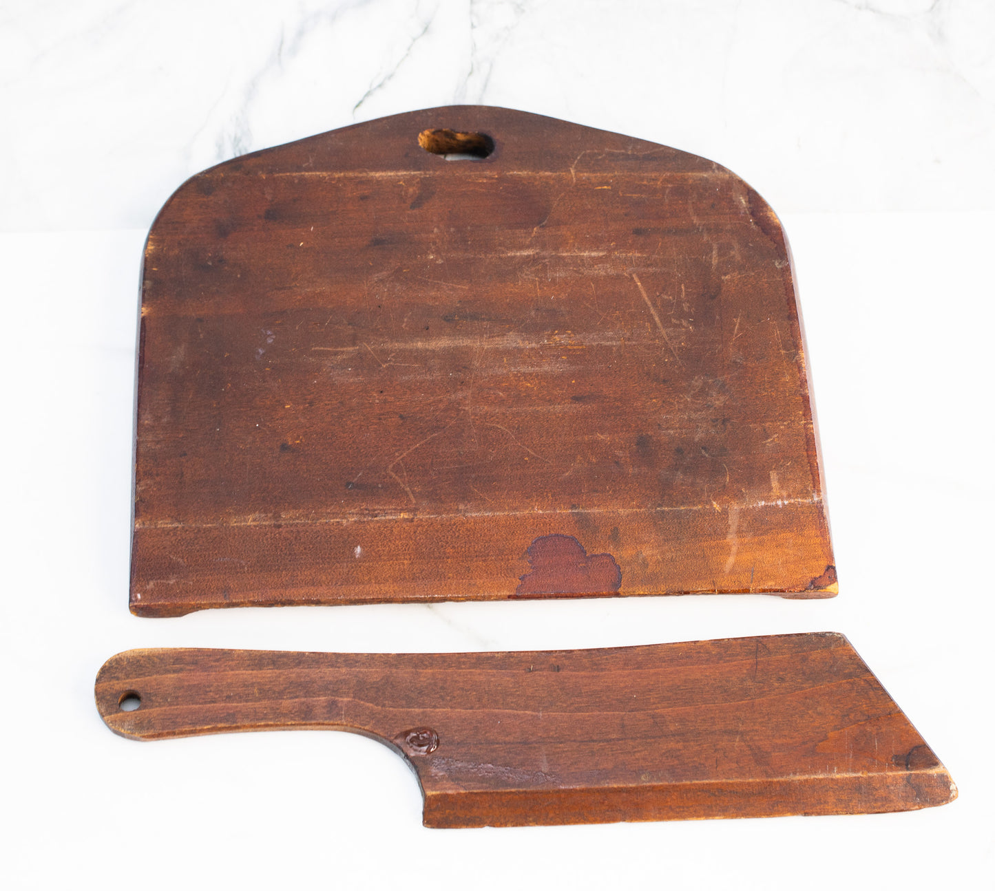 Hand-Carved Asian Wooden Crumb Tray & Scraper Set