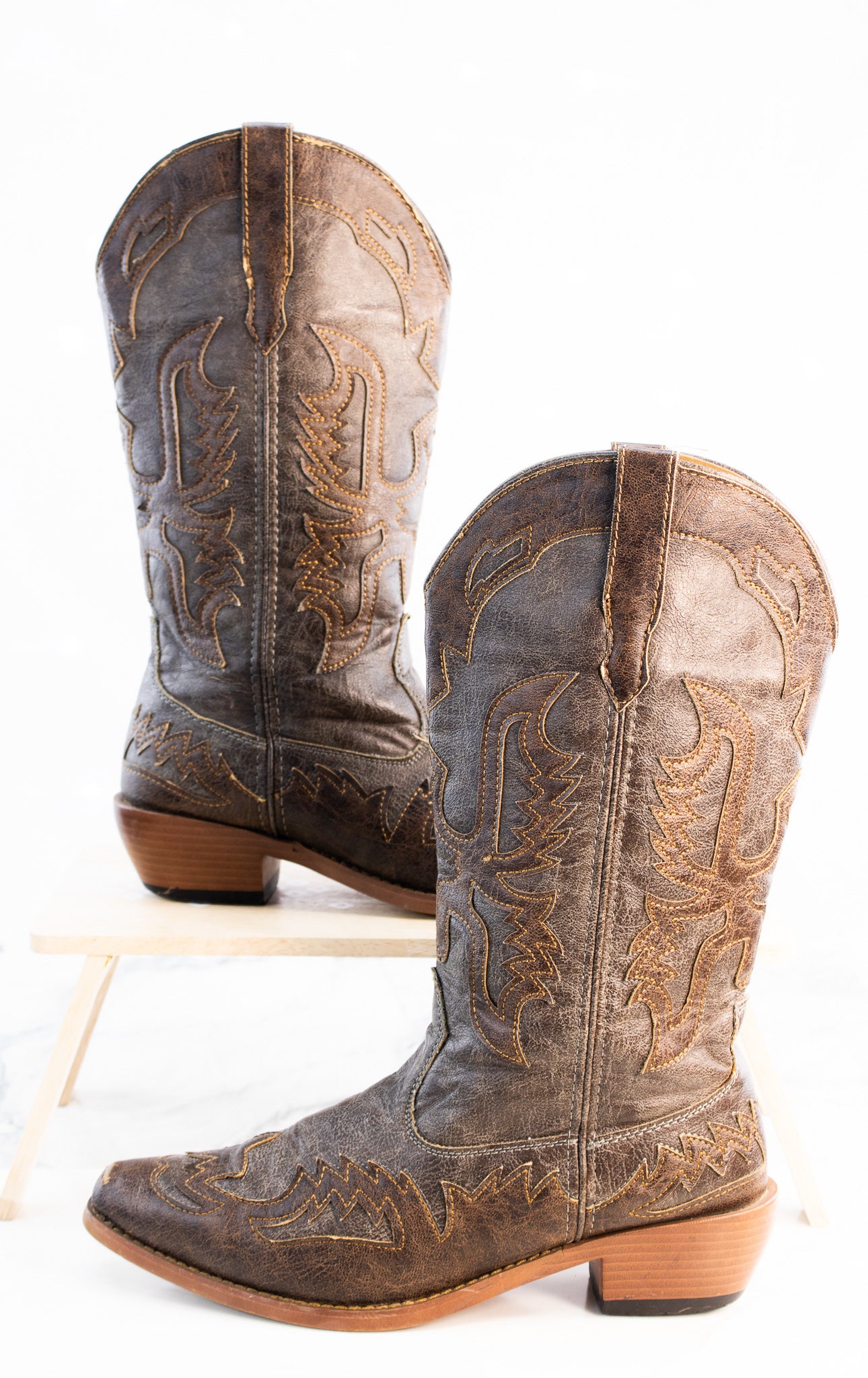 Roper Womens Cowboy Boots Brown Western Snip Toe Cowgirl Boots 9.5