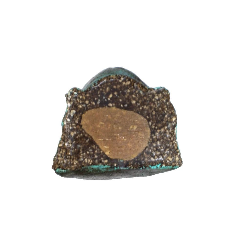 Vintage Verdigris Bronze-Finish Mask Sculpture – Ancient Style Smiling Face