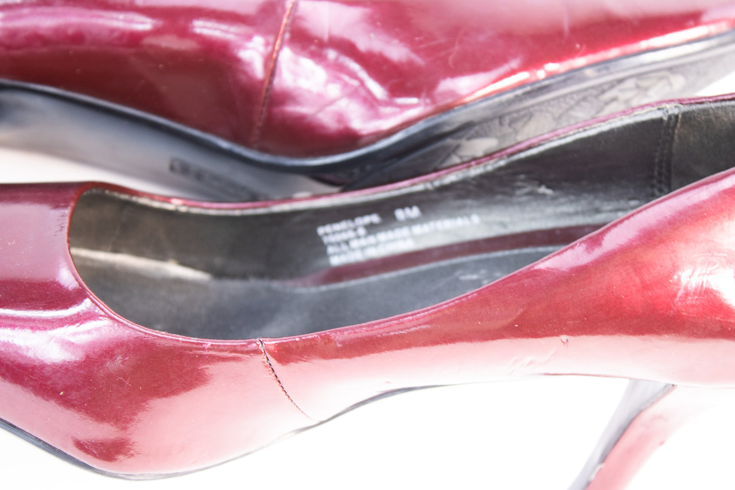 Connie Burgundy Patent Leather Pumps | Women’s Size 8 Pointed-Toe Heels