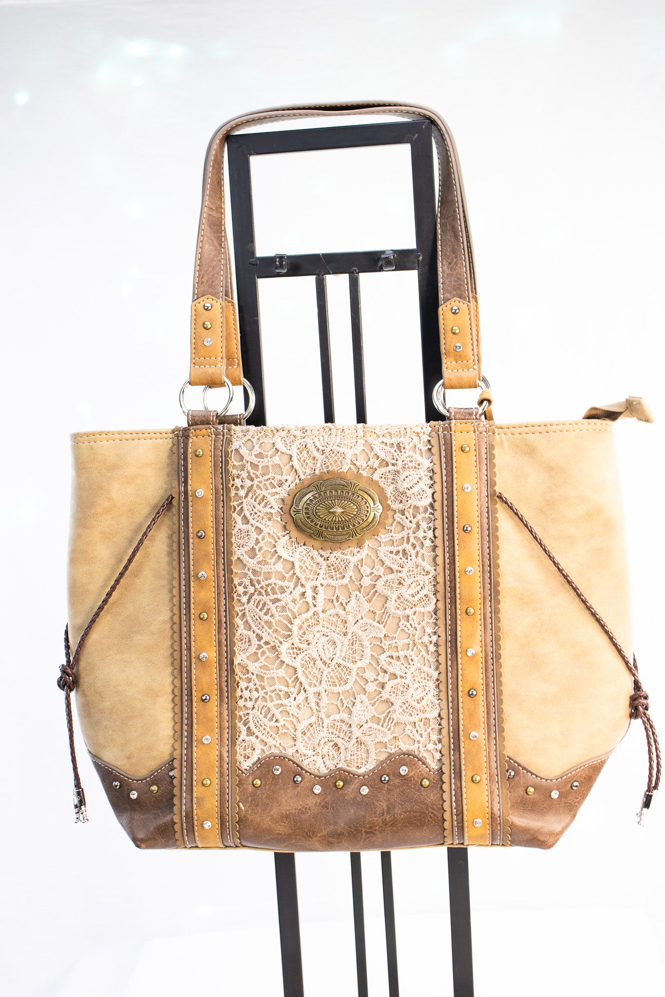 Trinity Ranch Cowhide Concealed Carry Tote | Western Studded Leather Handbag