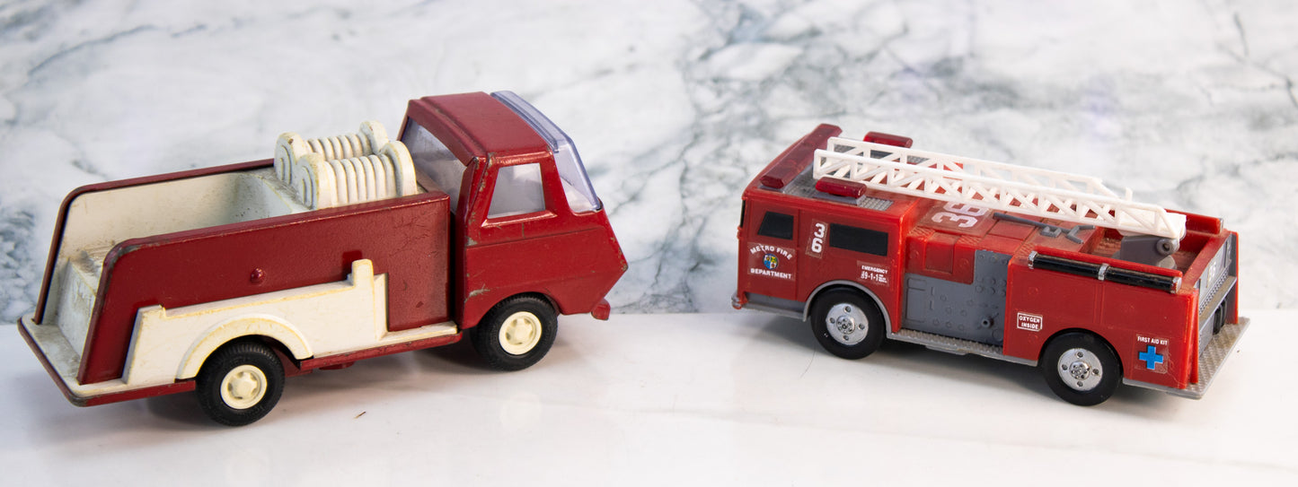 Fire Truck Toy Lot Tonka Fire Engine & Ladder Truck