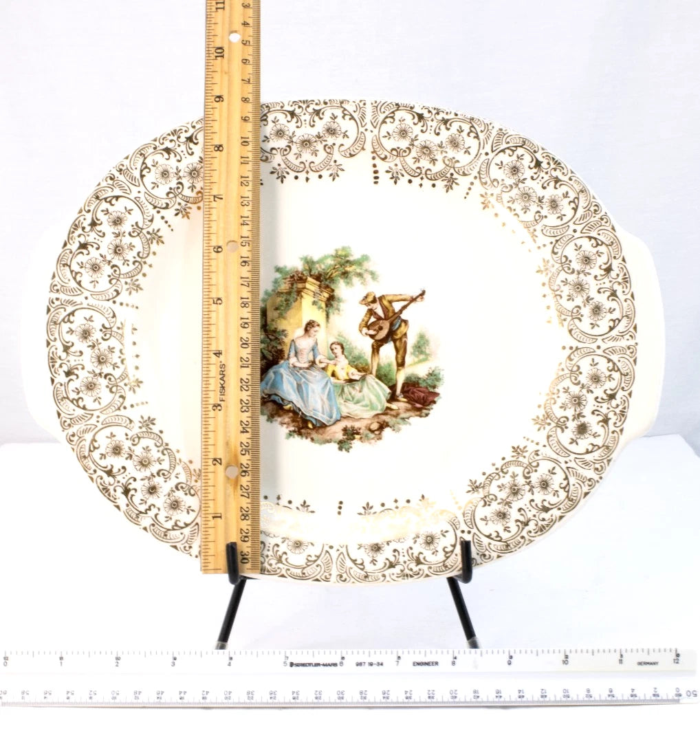 Vintage American Limoges “Triumph” China D’Or 22K Gold Platter – Courting Scene