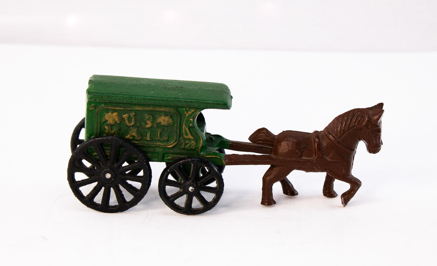 Vintage Cast Iron Horse Drawn Ale Wagon Green Beer Delivery Toy