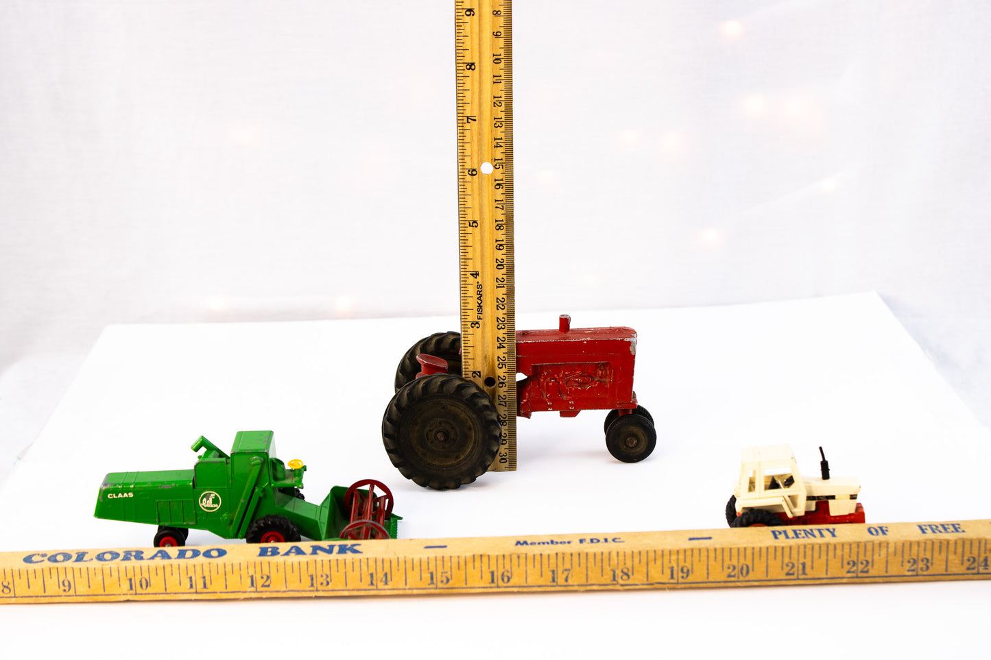 Vintage Diecast Farm Toy Lot – Tractors Bulldozers & Equipment | Rustic Display