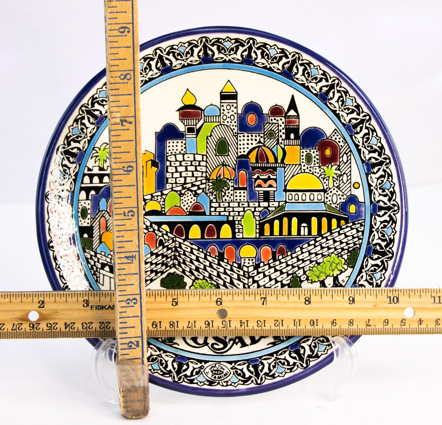 Hand Painted Jerusalem Plate Colorful Holy Land Ceramic Wall Art
